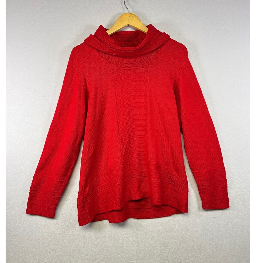 NWT Calvin Klein Red Cowl Neck Textured Knit Sweater Women's Size XL